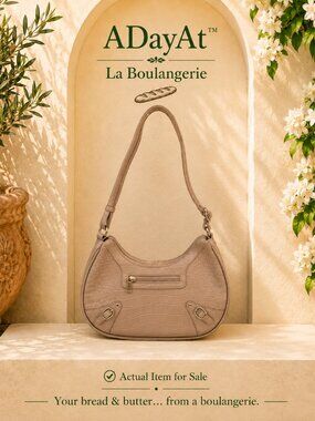 Quiet Luxury Wild Fable Croc Embossed Shoulder Bag Beige Y2K Baguette Purse